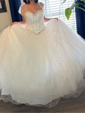 Morilee Elegant White Beaded Ball Gown Wedding Dress, By Madeline Gardner